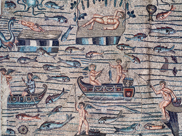 Riproduzione del mosaico di Giona: basilica di Aquileia, Friuli Venezia Giulia